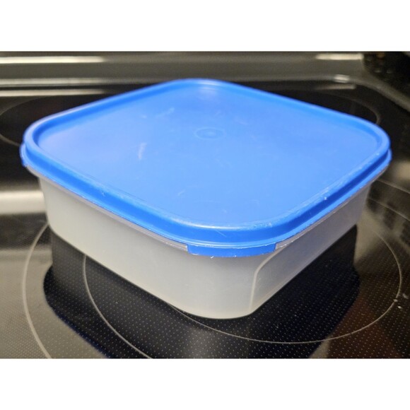 Vintage Tupperware Modular Mates Sheer With Blue Lid 1619-4 & 1623-4 - Picture 5 of 12